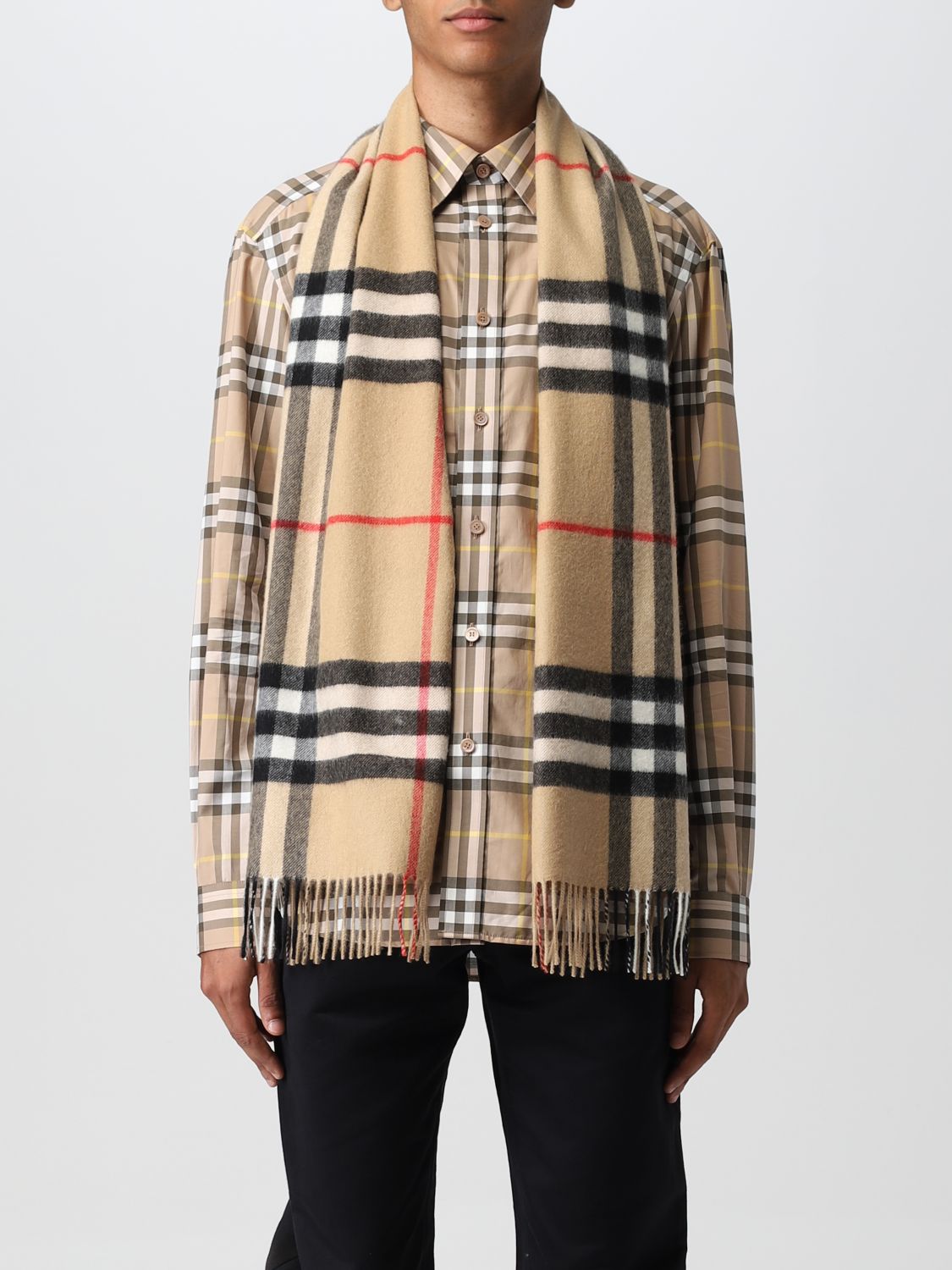 Scarf Burberry: Burberry cashmere scarf with tartan pattern beige 2