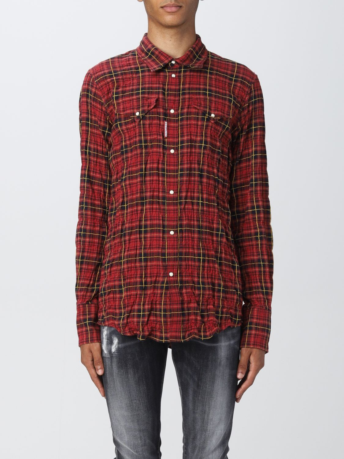 DSQUARED2: shirt for man - Red | Dsquared2 shirt S74DM0657S54785 online ...