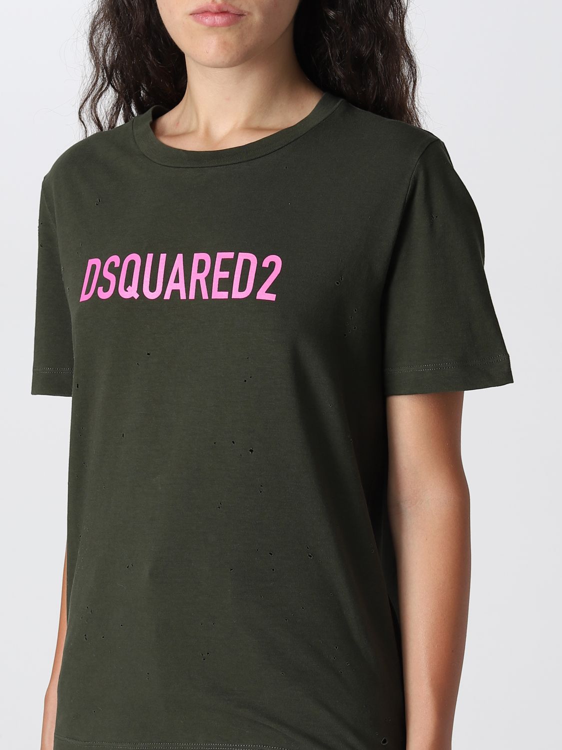Camiseta Dsquared2: Camiseta Dsquared2 para mujer militar 3