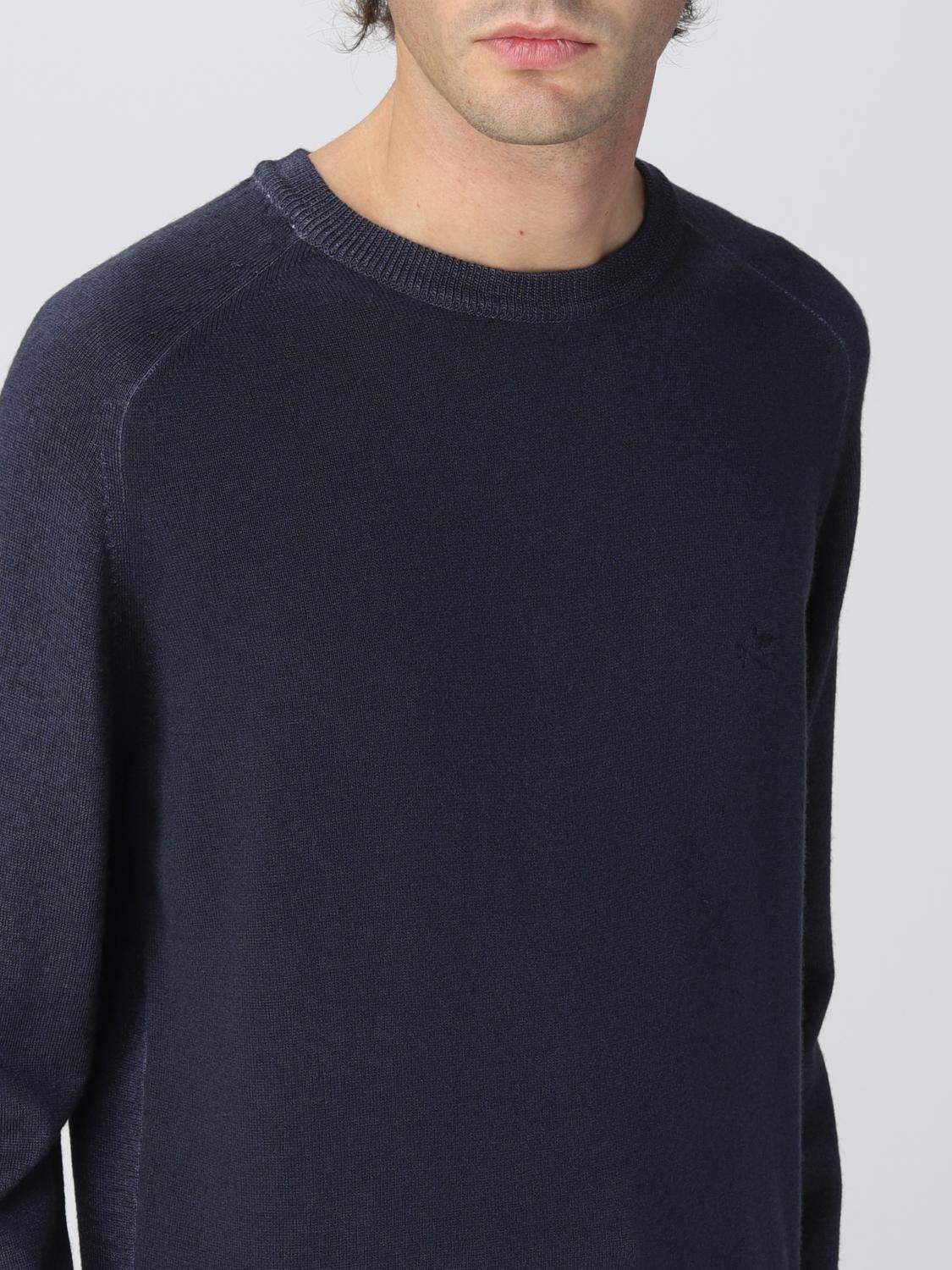 Etro Basic Sweater With Embroidered Logo Blue Etro Sweater 1m5009980 Online On Giglio