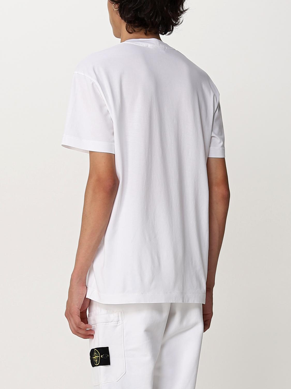 T-shirt Stone Island: T-shirt basic Stone Island in jersey di cotone bianco 3