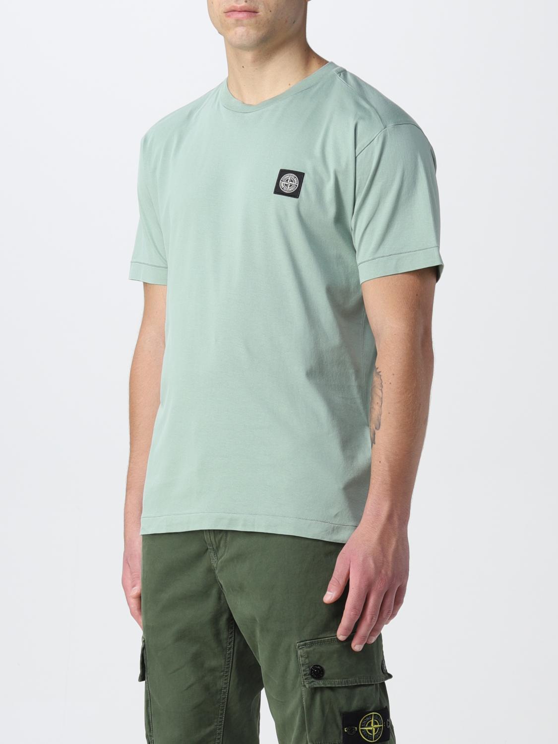 T恤 Stone Island: Stone Island 基本款棉质平纹针织T恤 灰绿色 4