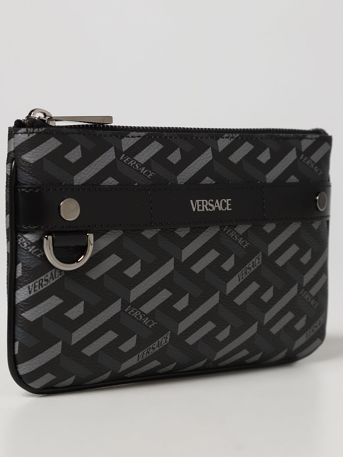 Briefcase Versace: Versace La Greca leather wallet bag black 4