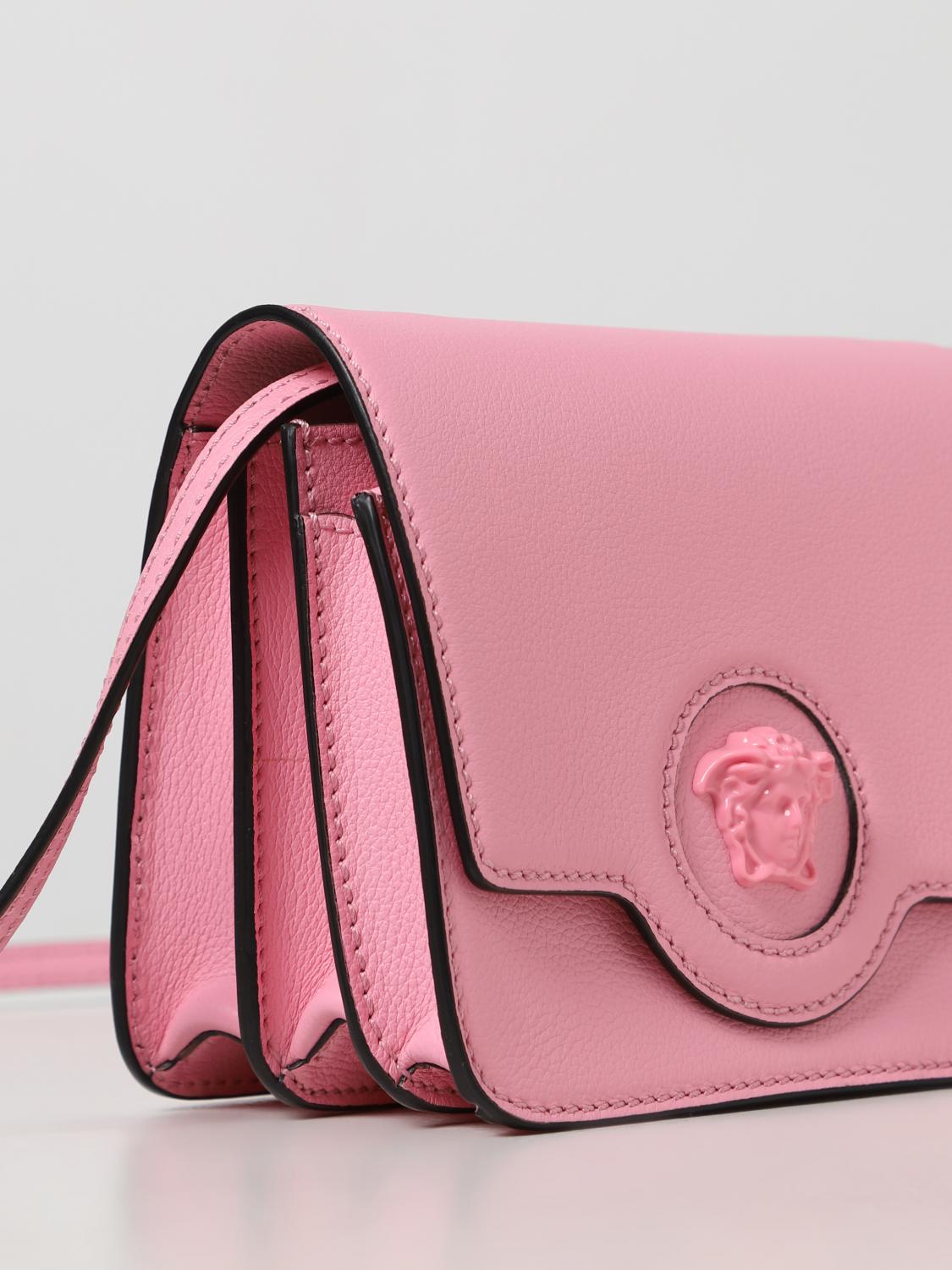 VERSACE: La Medusa mini leather bag - Pink | Versace mini bag ...