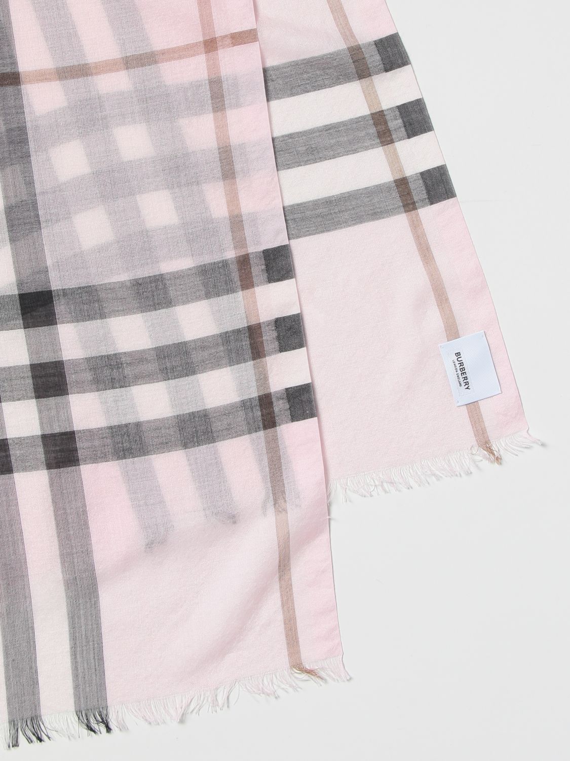 Scarf Burberry: Burberry wool and silk scarf with tartan pattern pink 3