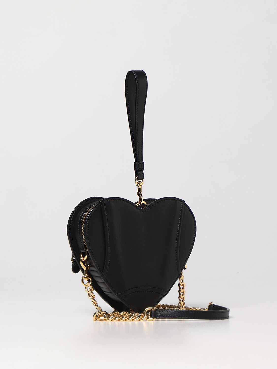 MOSCHINO COUTURE: Heart Biker leather bag - Black | Moschino Couture ...