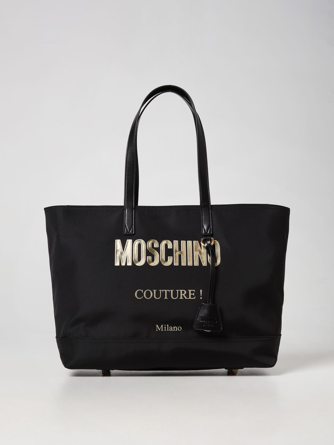 MOSCHINO COUTURE: fabric and leather bag - Black | Moschino Couture ...