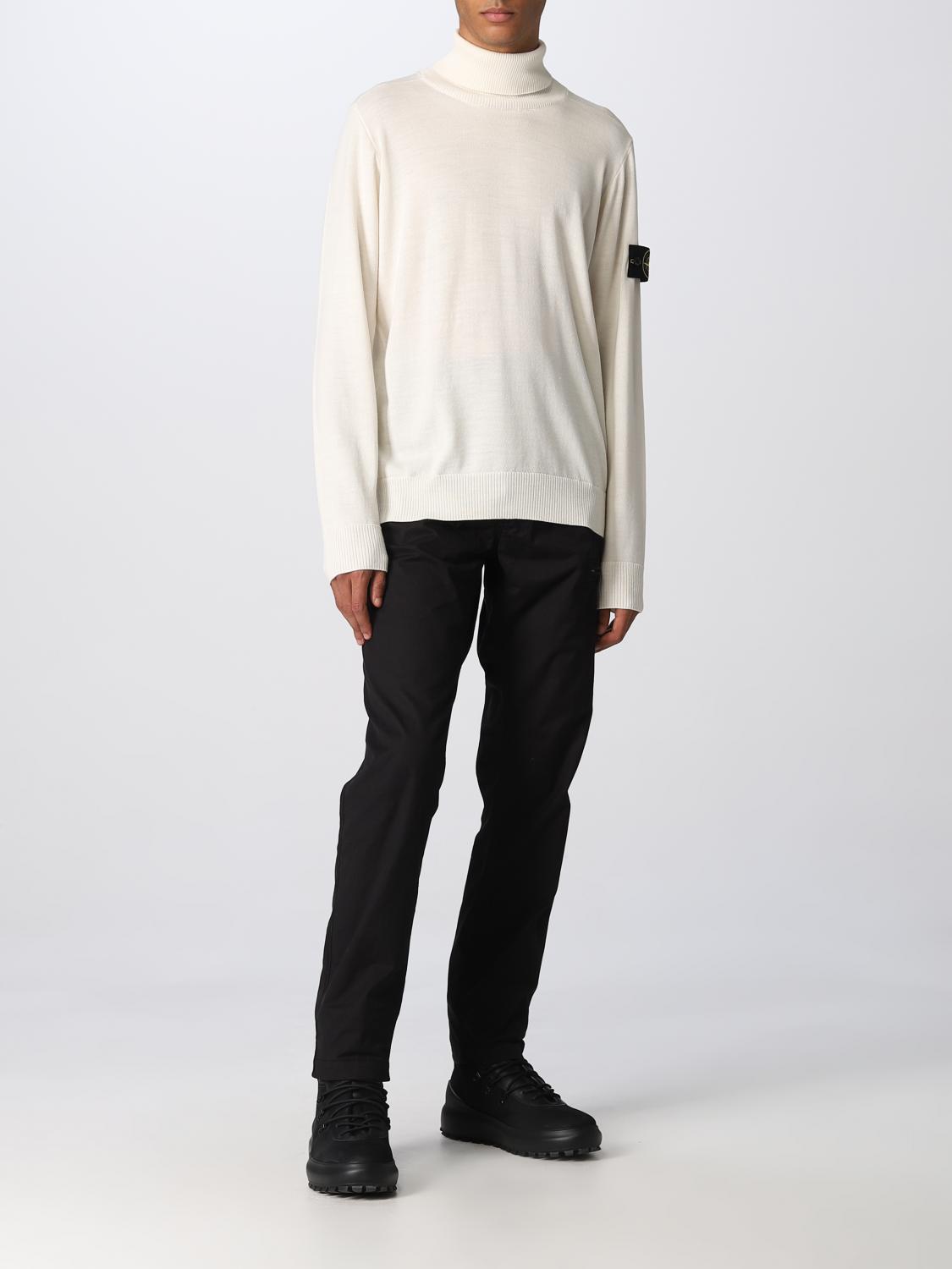 STONE ISLAND: Pull homme - Blanc | Pull Stone Island 525C4 en ligne sur GIGLIO.COM