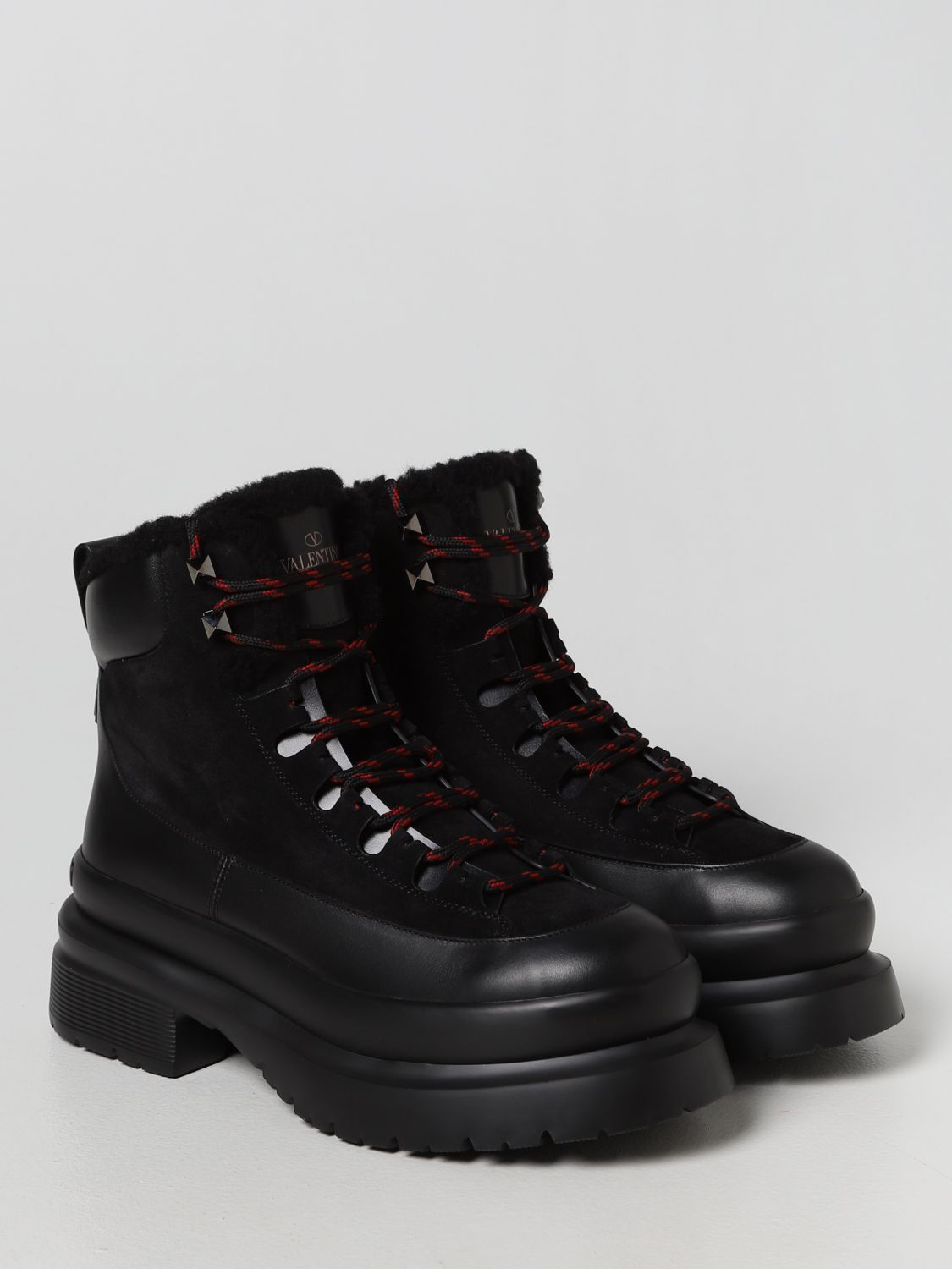 Boots Valentino Garavani: Valentino Garavani leather and suede ankle boots black 2