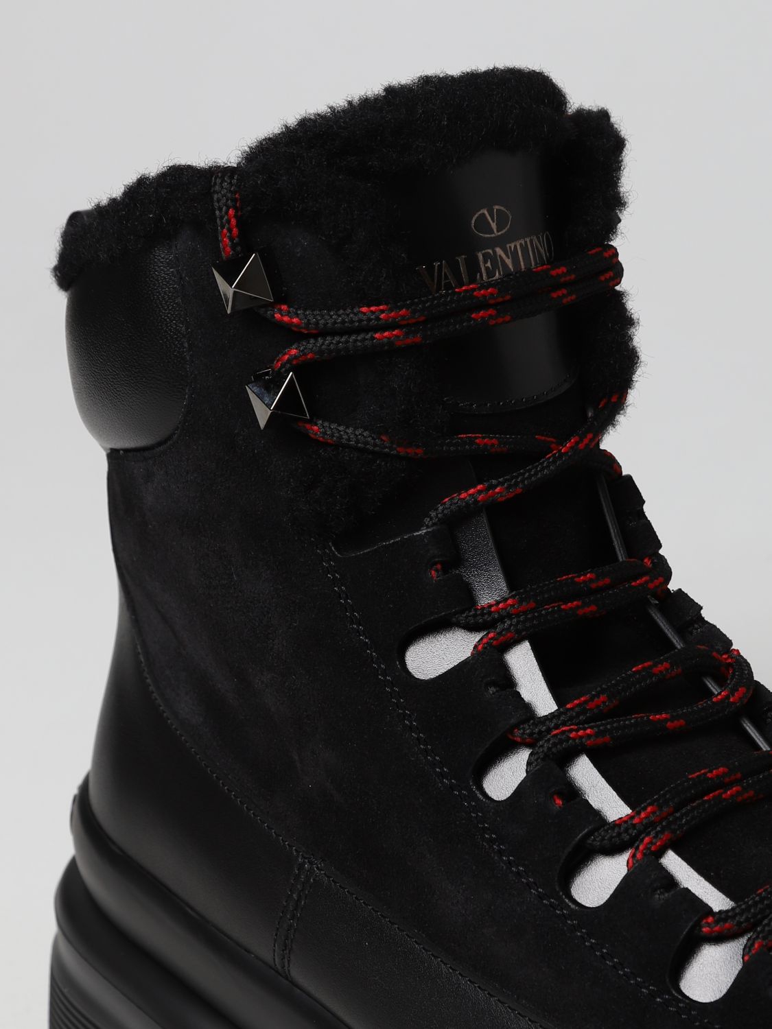 Boots Valentino Garavani: Valentino Garavani leather and suede ankle boots black 4