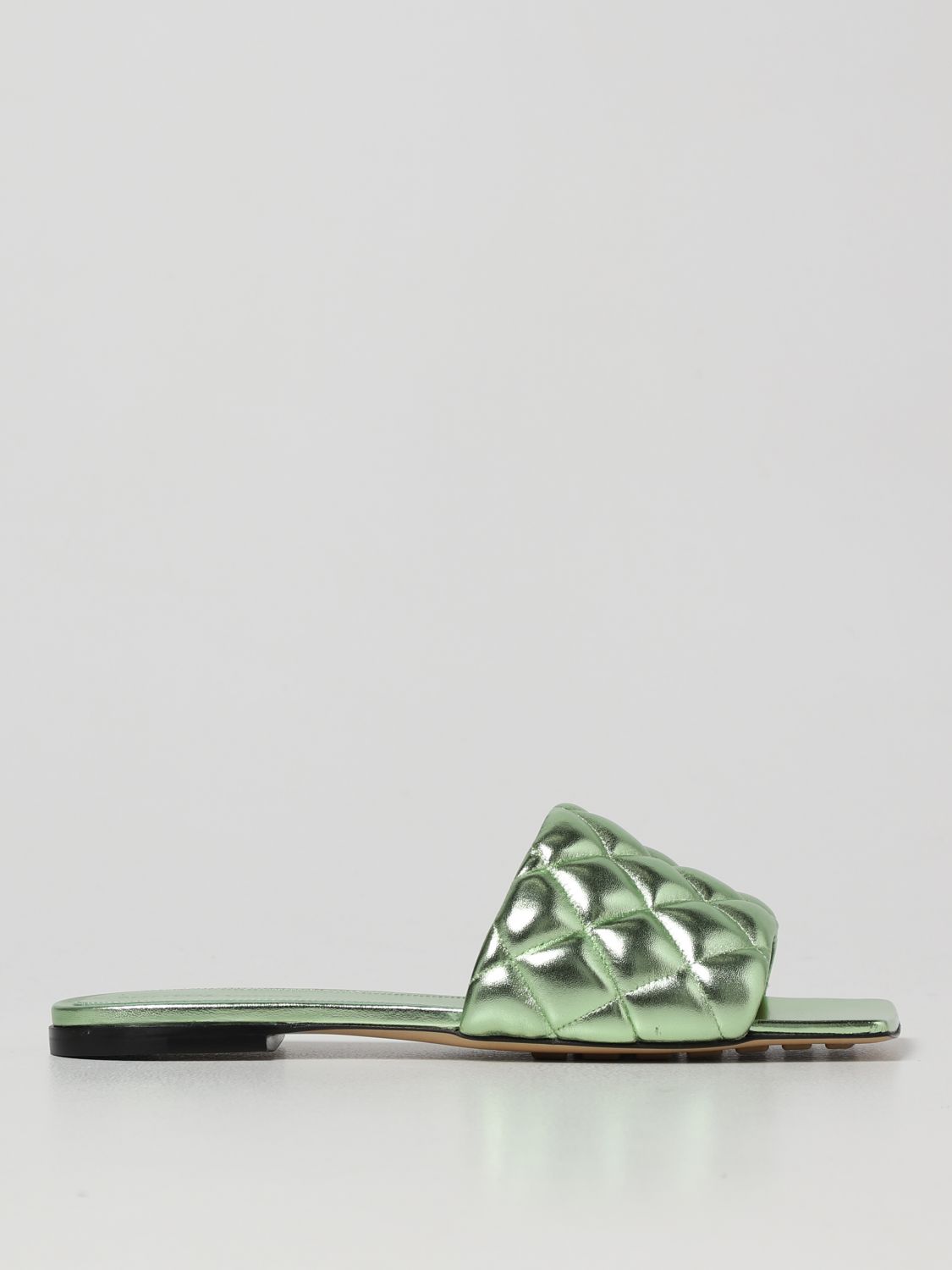 BOTTEGA VENETA: laminated leather sandals - Pistachio | Bottega Veneta flat sandals 627710V27M0 online on
