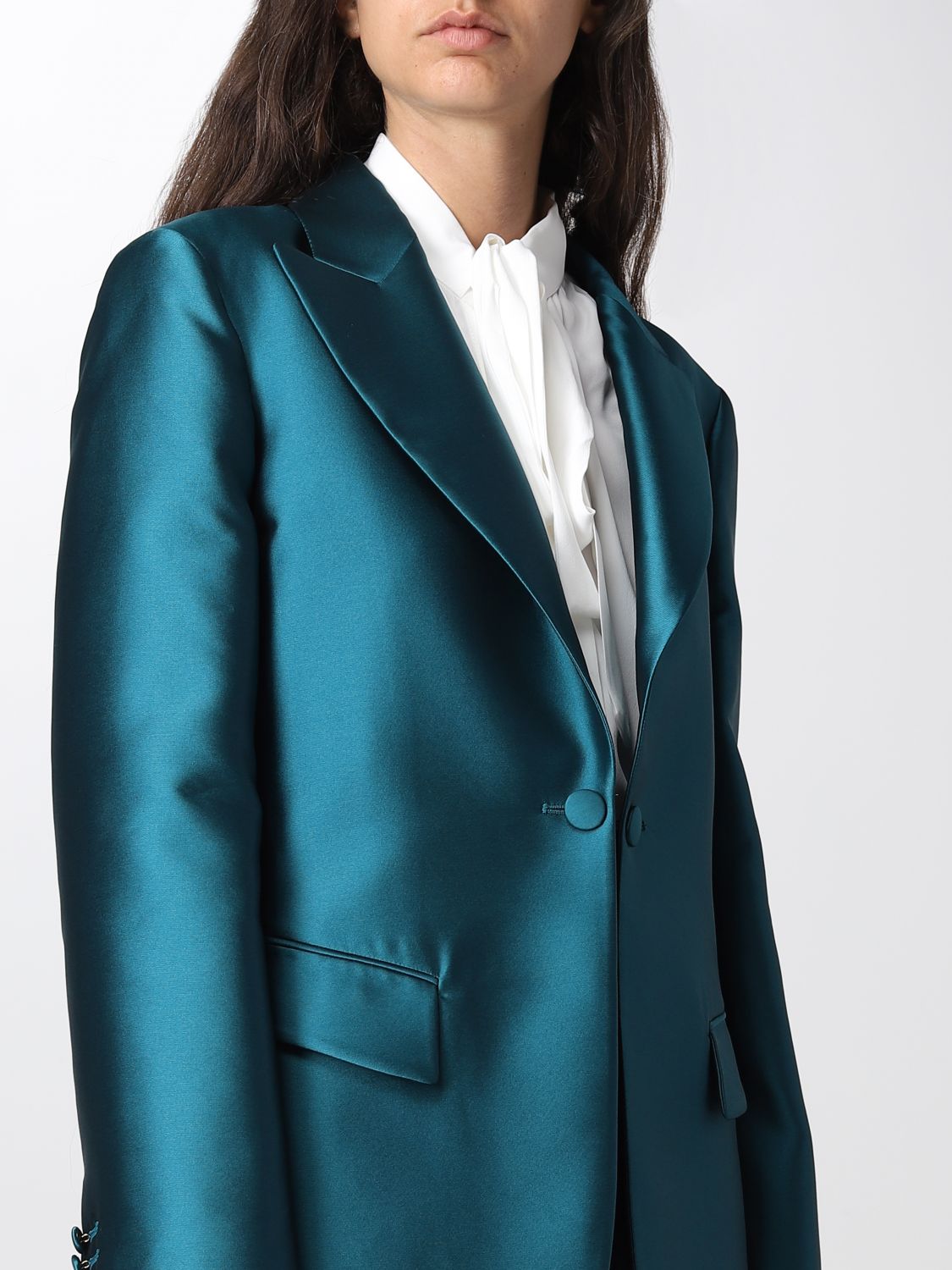 Womens Clothing Jackets Blazers Alberta Ferretti Synthetic Suit Jacket in Sage Green Green sport coats and suit jackets 