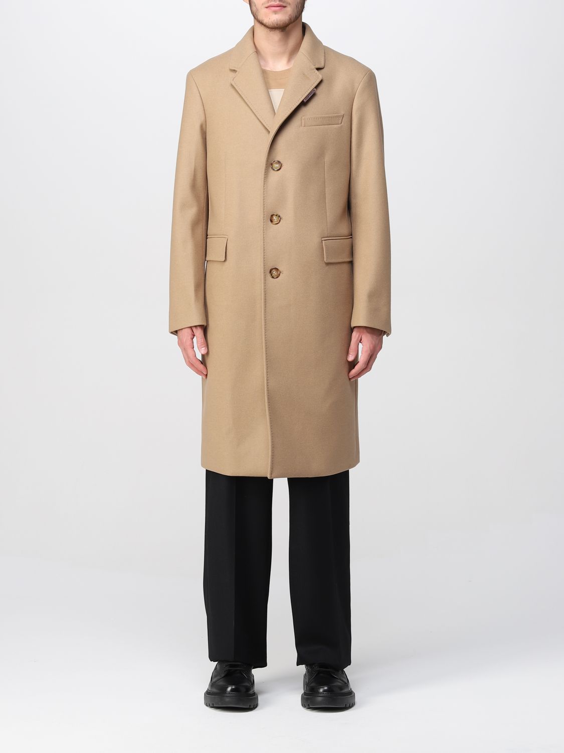 Coat Burberry: Burberry wool and cashmere tailored coat camel 1