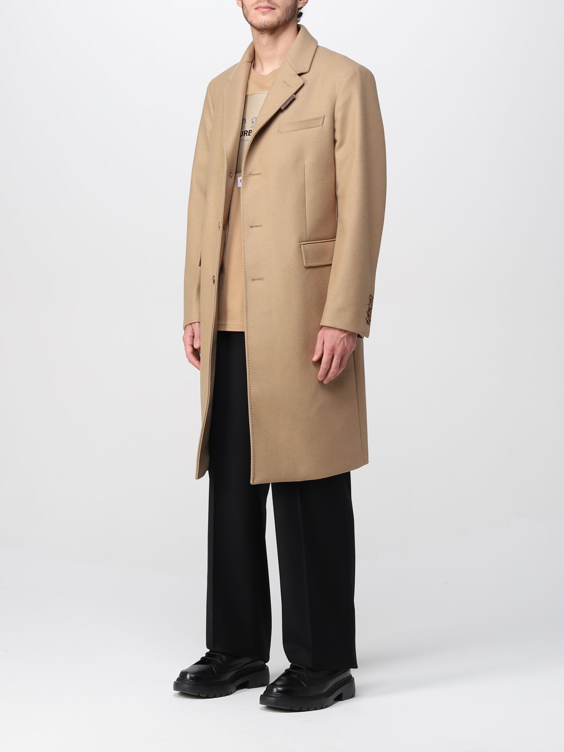 Coat Burberry: Burberry wool and cashmere tailored coat camel 3