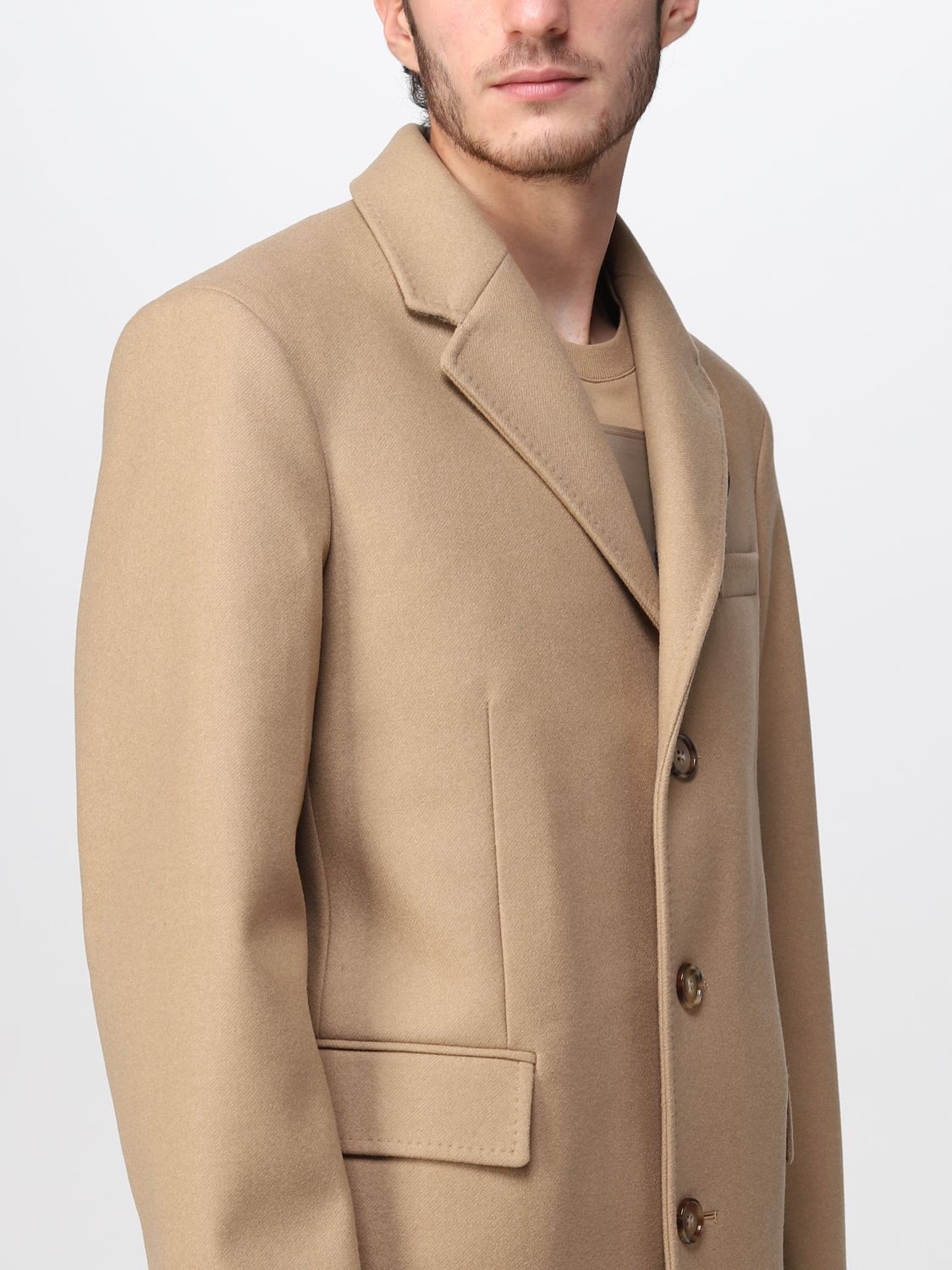 Coat Burberry: Burberry wool and cashmere tailored coat camel 4