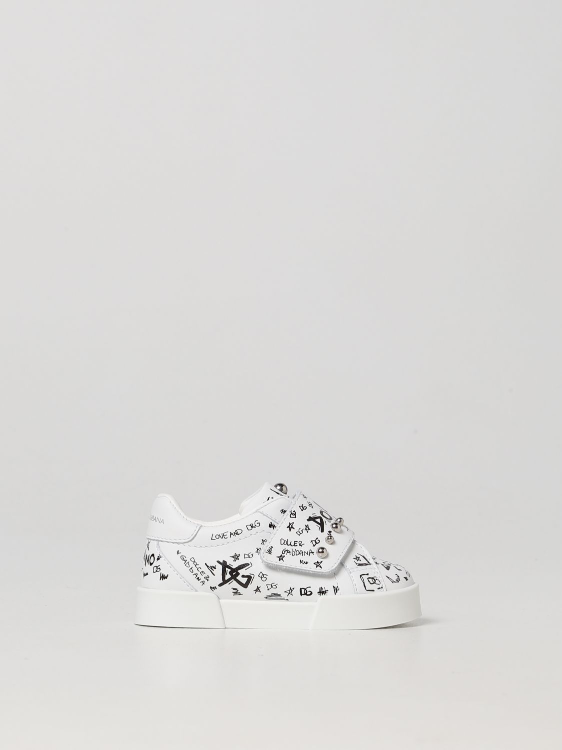 Scarpe Dolce & Gabbana: Sneakers Dolce & Gabbana in pelle con sketch logo bianco 1