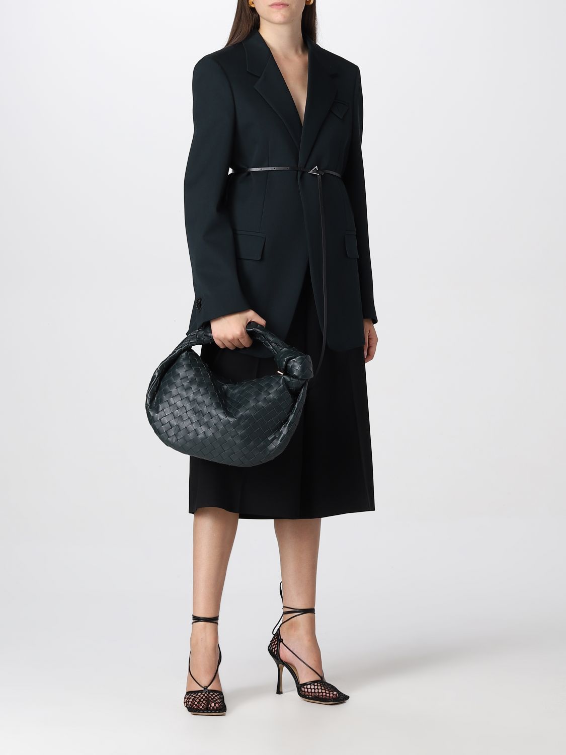 Bottega Veneta® Women's Ostrich-Effect Leather Belted Coat in Pebble. Shop  online now.