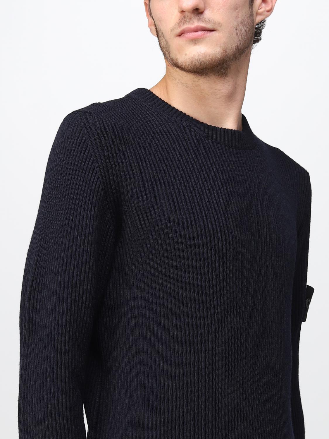 Stone Island Men's Wool Sweater - Blue - Crew Neck