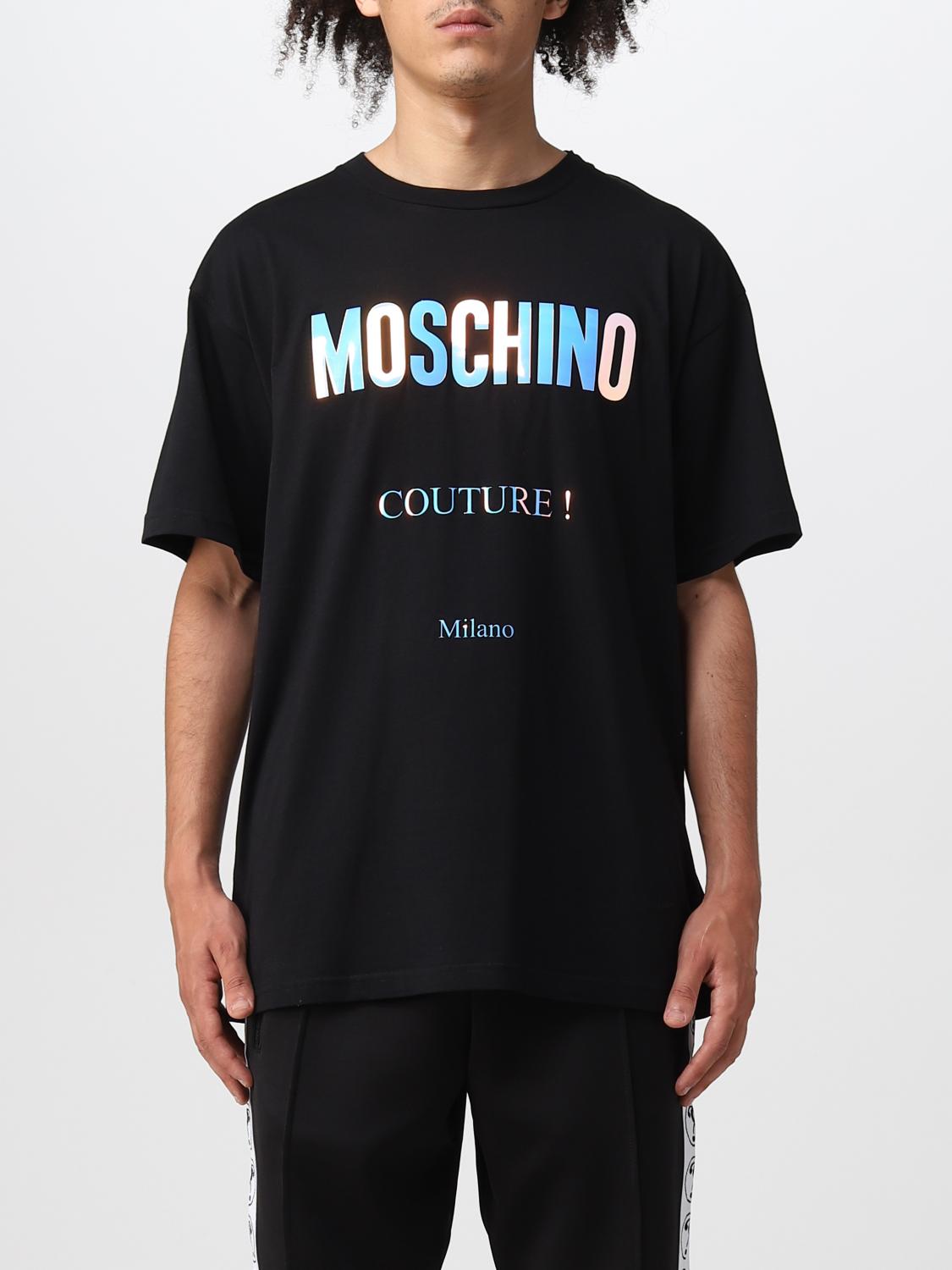 MOSCHINO COUTURE: t-shirt with logo print - Black | Moschino Couture t ...