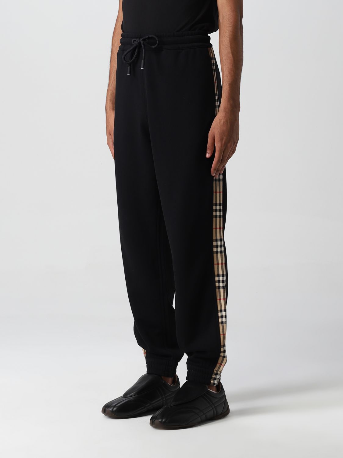 Pants Burberry: Burberry jogging trousers with check bands black 4