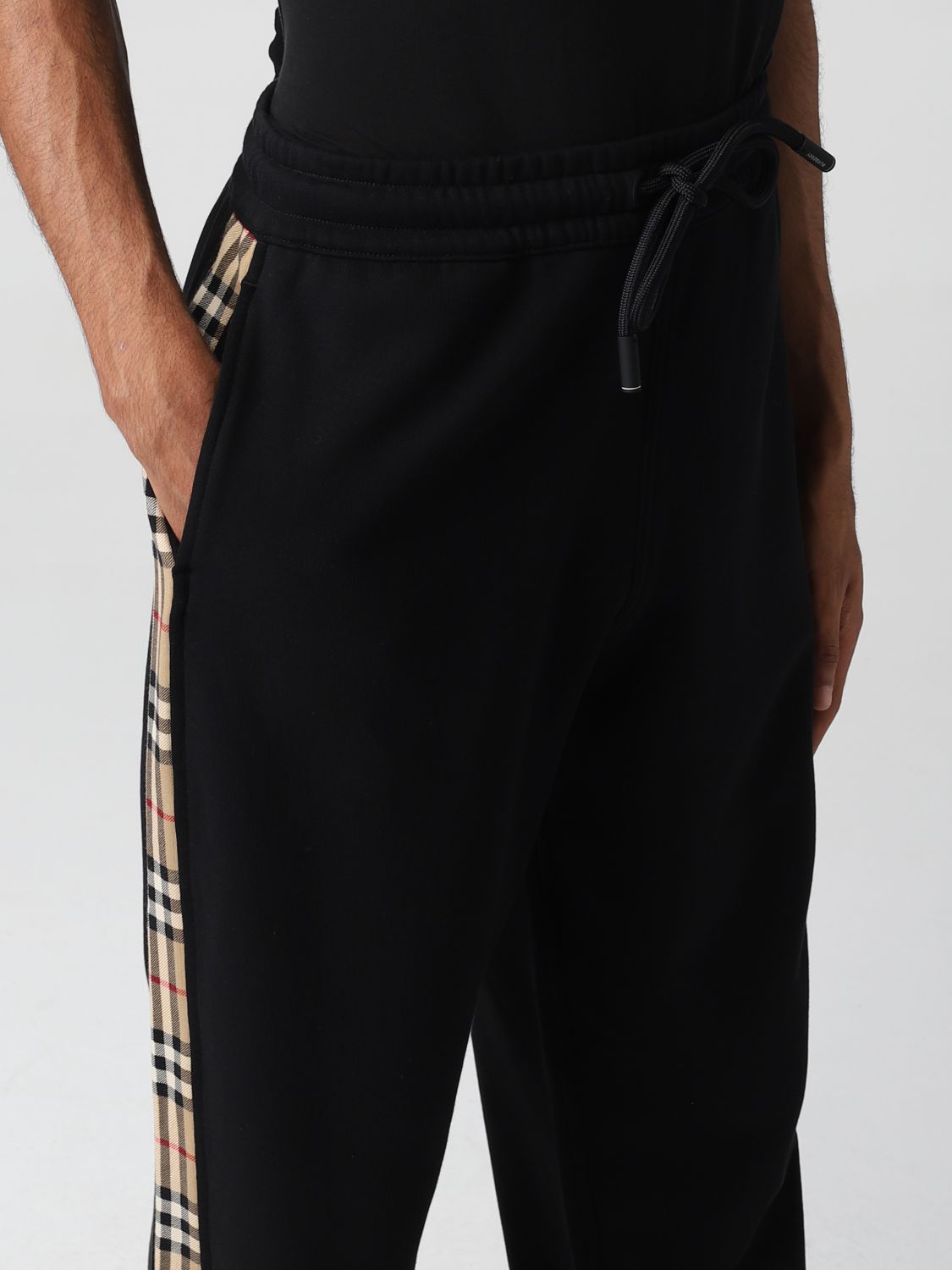 Pants Burberry: Burberry jogging trousers with check bands black 5
