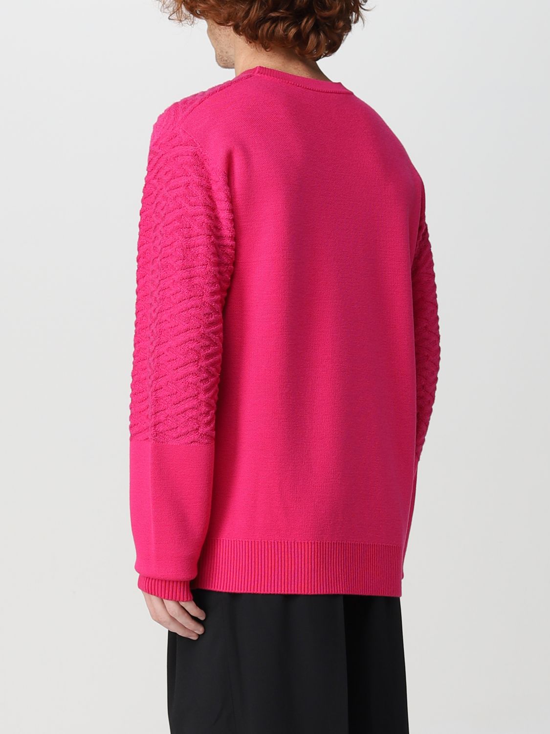 Sweater Versace: Versace La Greca wool blend sweater fuchsia 3