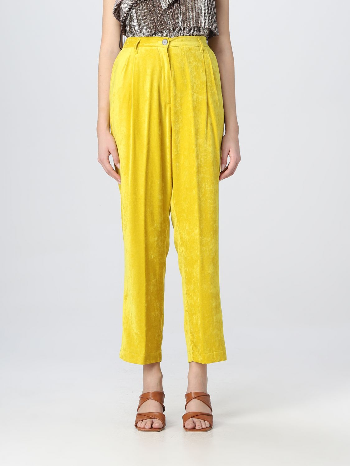 FORTE FORTE: pants for woman - Yellow | Forte Forte pants 9351 online ...