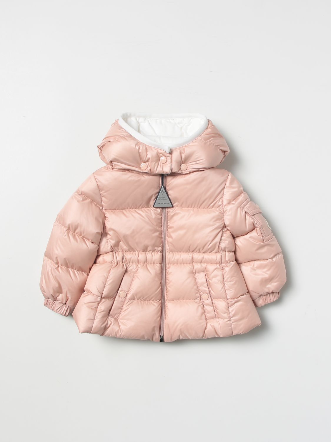 Jacket Moncler: Moncler nylon down jacket with logo pink 1