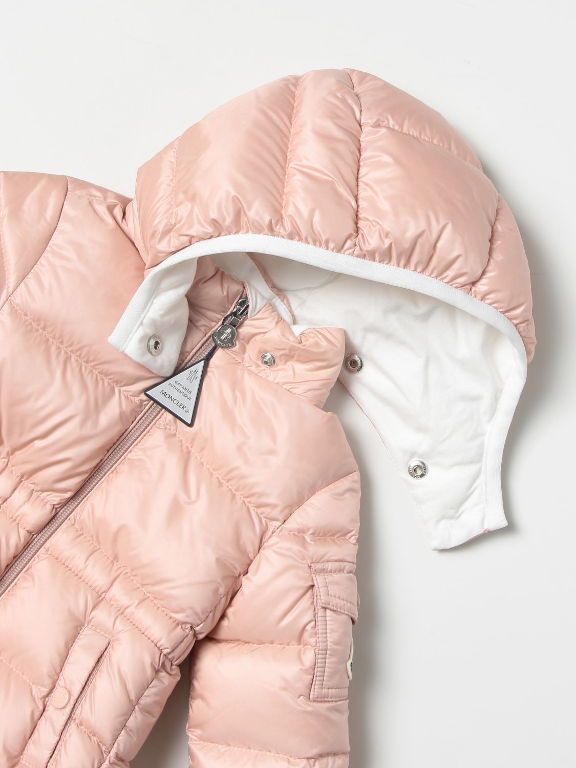 Jacket Moncler: Moncler nylon down jacket with logo pink 3