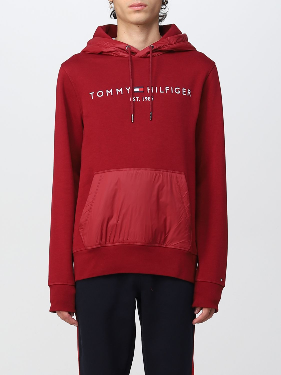 Tommy Hilfiger Outlet: hoodie with - Burgundy | Tommy Hilfiger sweatshirt MW0MW25894 online on GIGLIO.COM