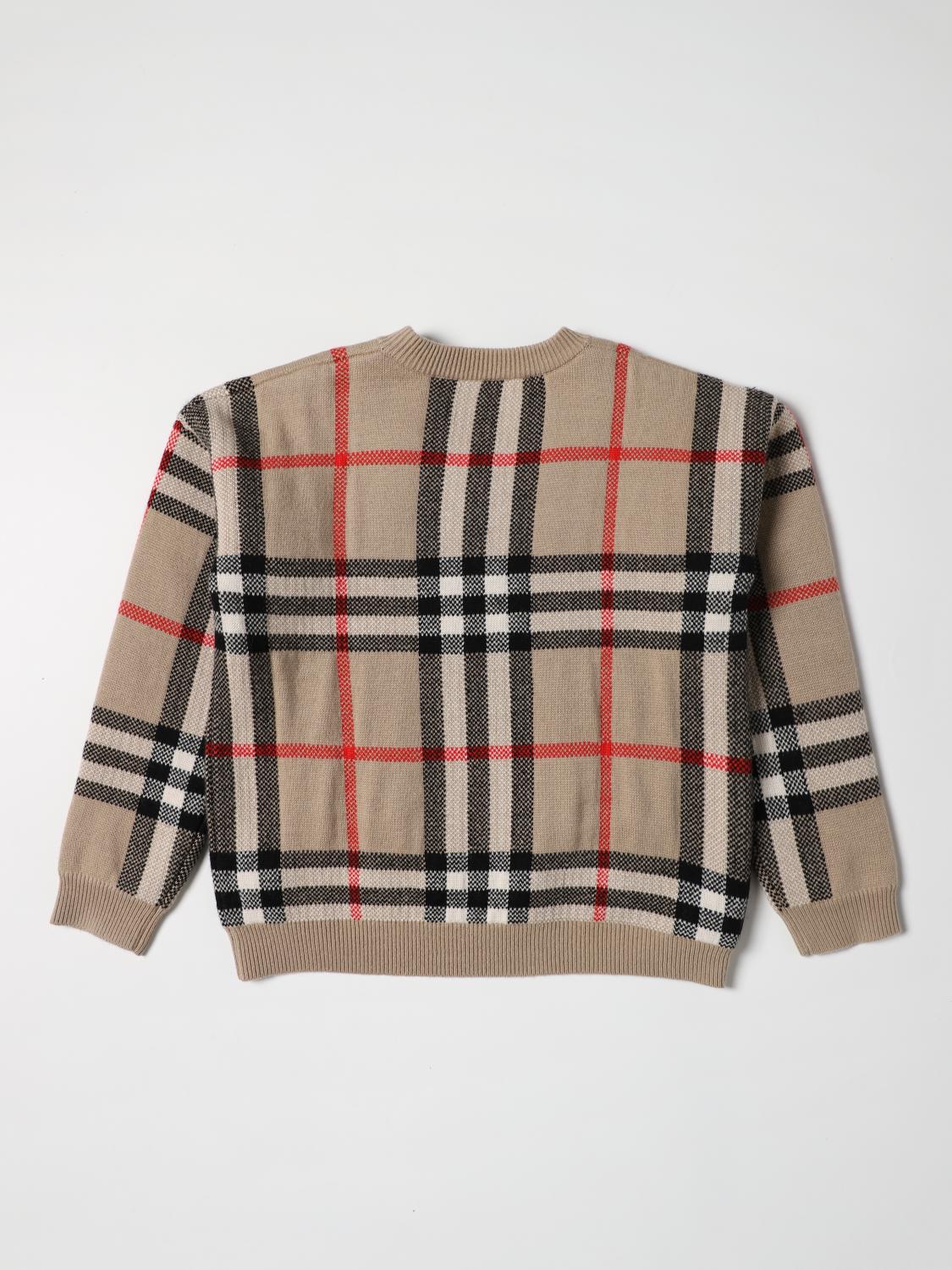 BURBERRY: tartan v-neck sweater - Beige | Burberry sweater 8043661 online  on 