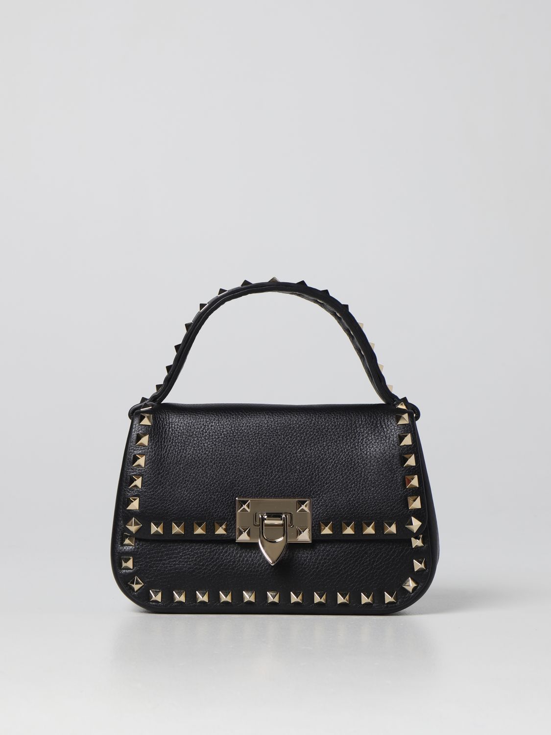 VALENTINO GARAVANI: Rockstud grained leather bag - Black | Valentino ...