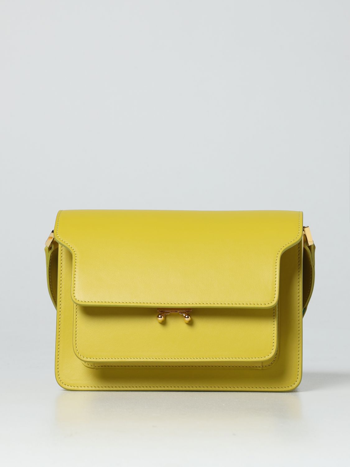 Marni Trunk Mini Leather Shoulder Bag in Yellow