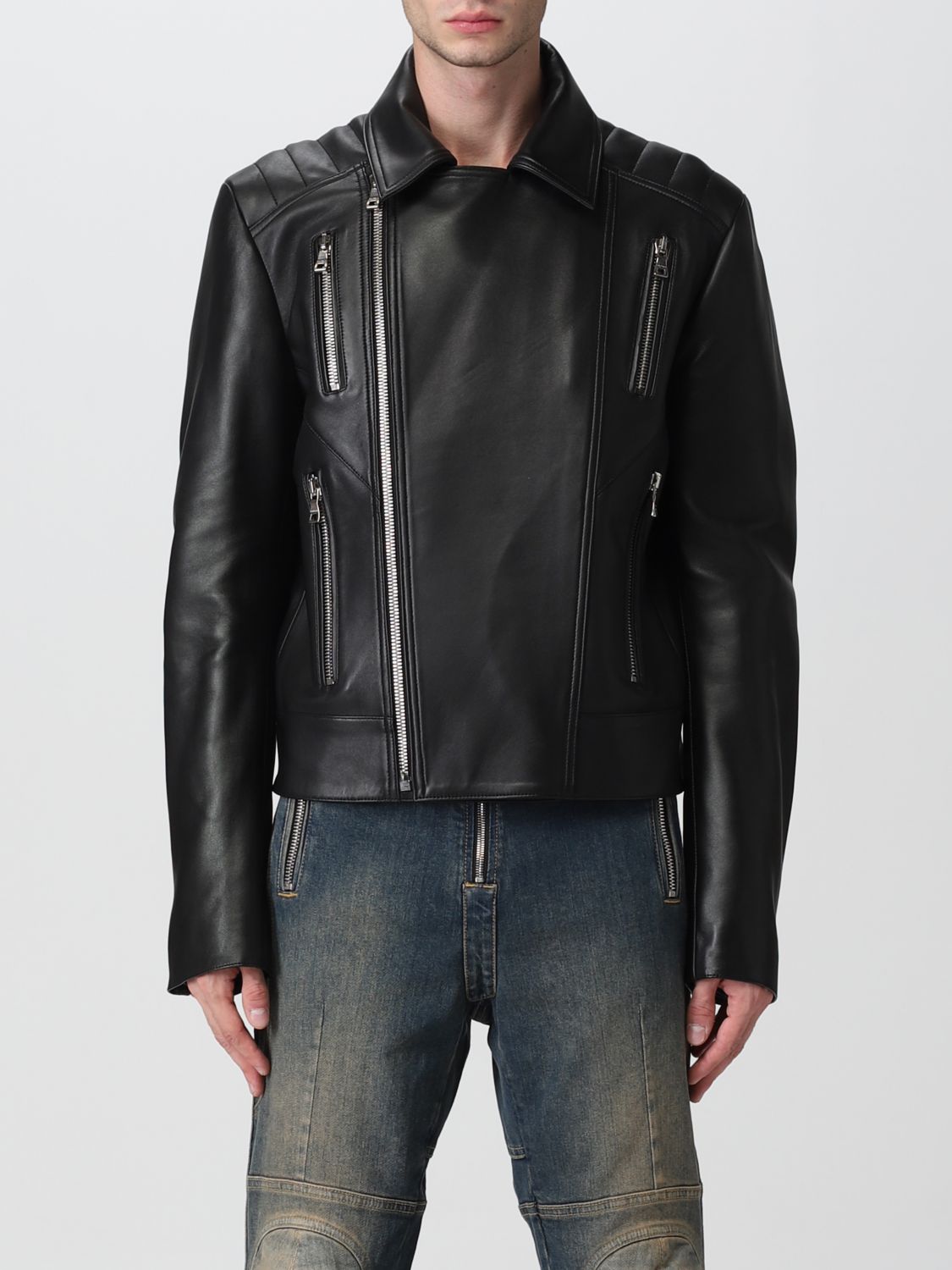 BALMAIN: jacket for man - Black | Balmain jacket YH1TD170LB24 online on ...