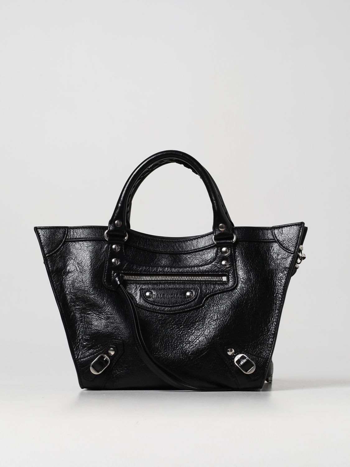 Tote bags Balenciaga: Balenciaga Neo Upside Down leather bag black 1