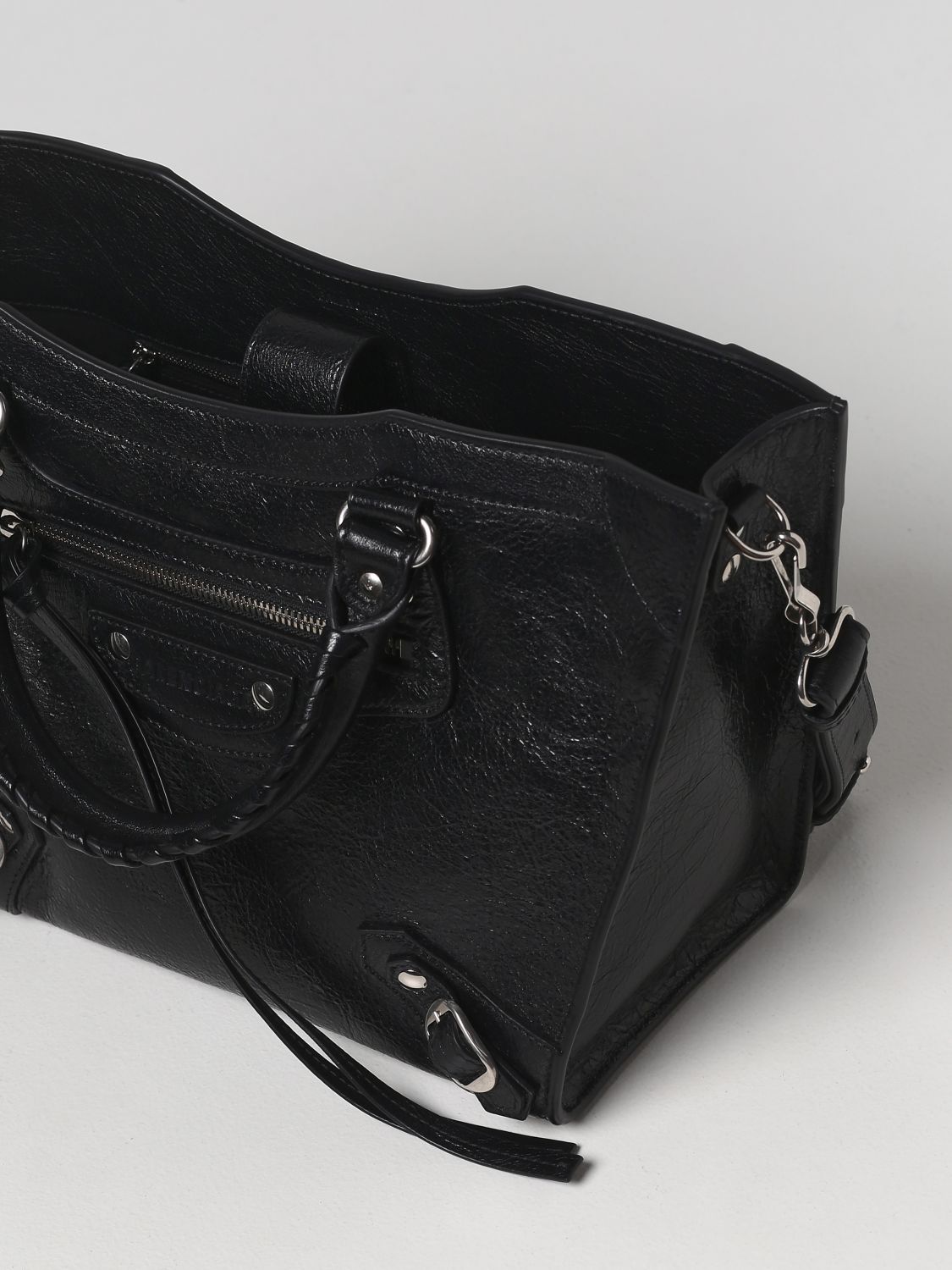 Tote bags Balenciaga: Balenciaga Neo Upside Down leather bag black 5