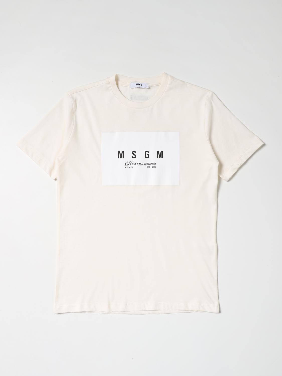 MSGM KIDS tshirt for boys Cream Msgm Kids tshirt MS029234 online