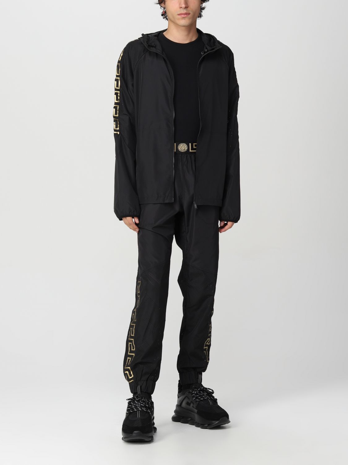 Jacket Versace: Versace La Greca nylon hoodie black 2