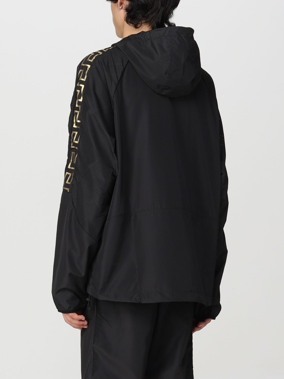 Jacket Versace: Versace La Greca nylon hoodie black 3