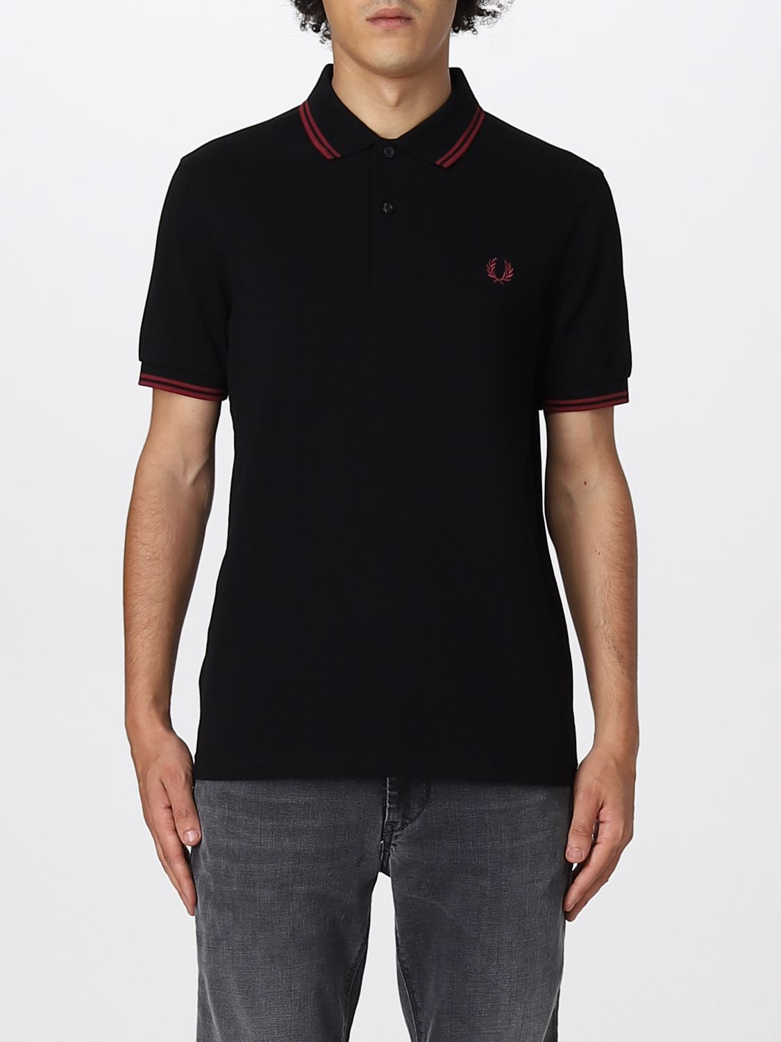 FRED PERRY: polo shirt for man - Black | Fred Perry polo shirt ...