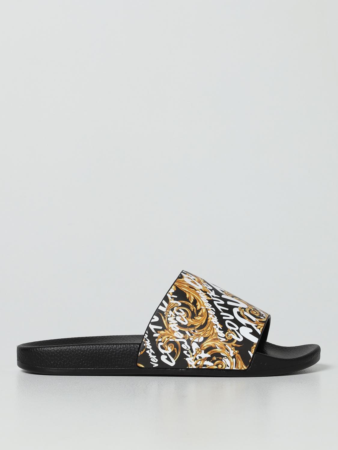 Versace Jeans Couture Shelly Logo Brush Couture Slides In Black