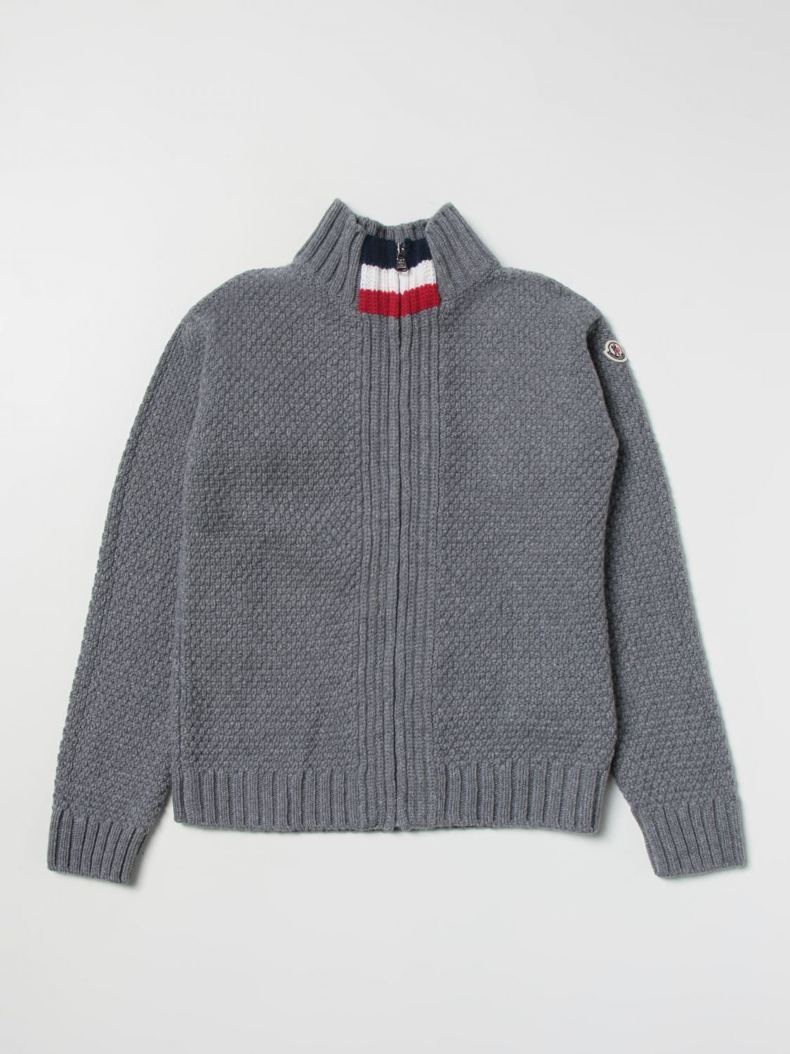 gå Agent Skubbe MONCLER: virgin wool cardigan with zipper - Grey | Moncler sweater  9B00006M1242 online on GIGLIO.COM