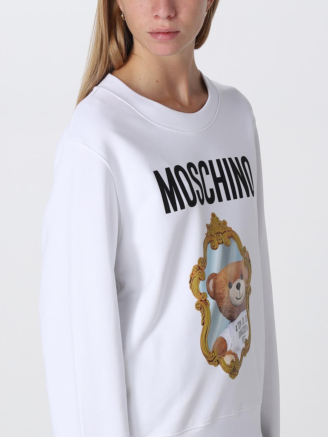 Felpa Moschino Couture: Felpa Moschino Couture con stampa Teddy specchio bianco 3
