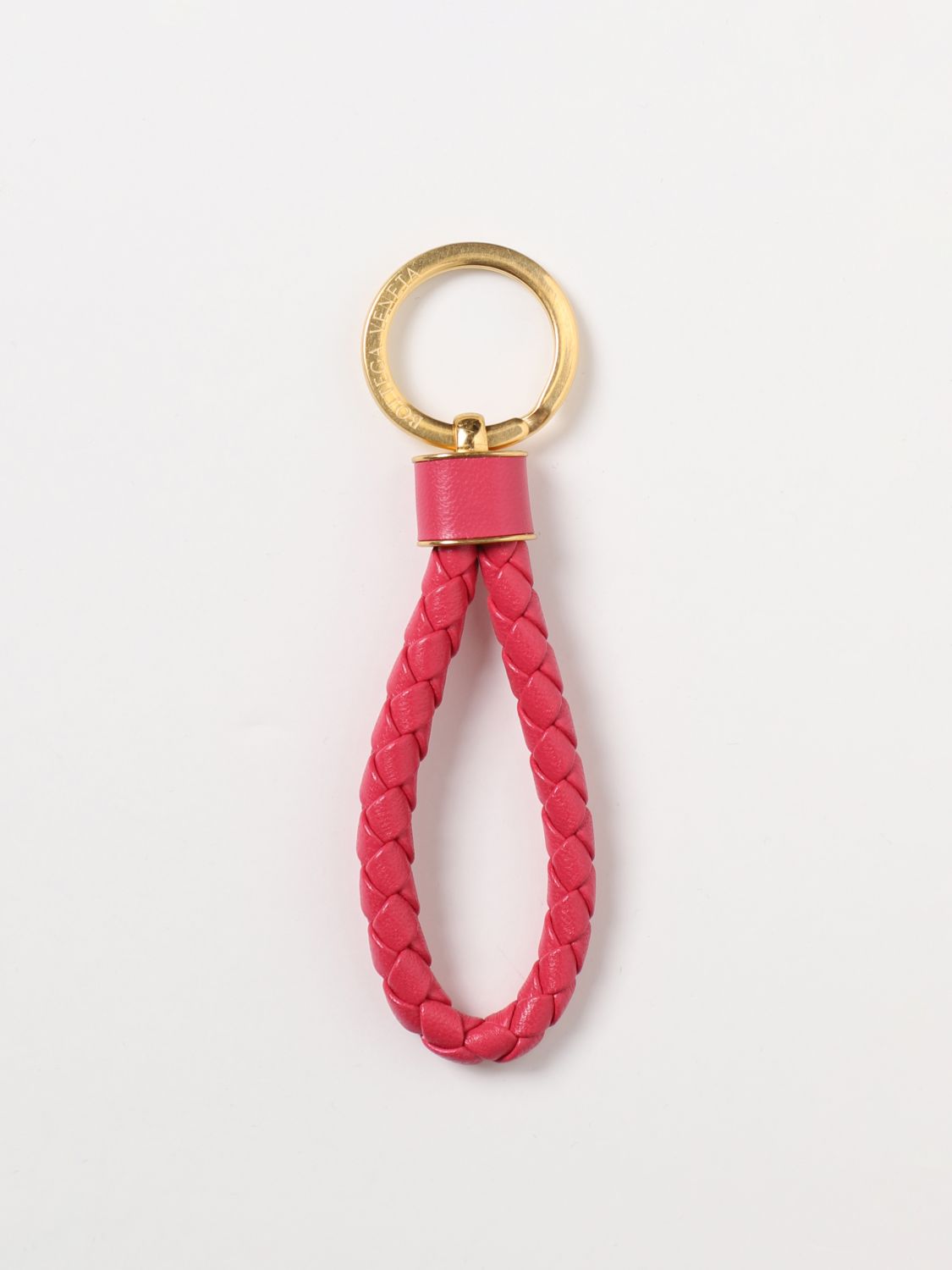 BOTTEGA VENETA: woven leather key ring - Strawberry | Bottega Veneta ...