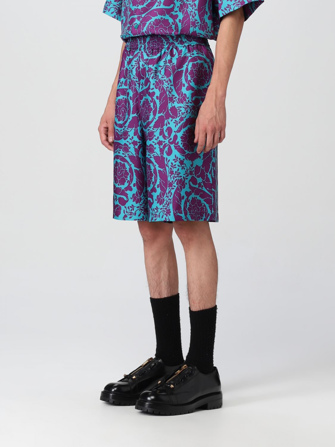 Short Versace: Versace Barocco Silhouette silk shorts violet 4
