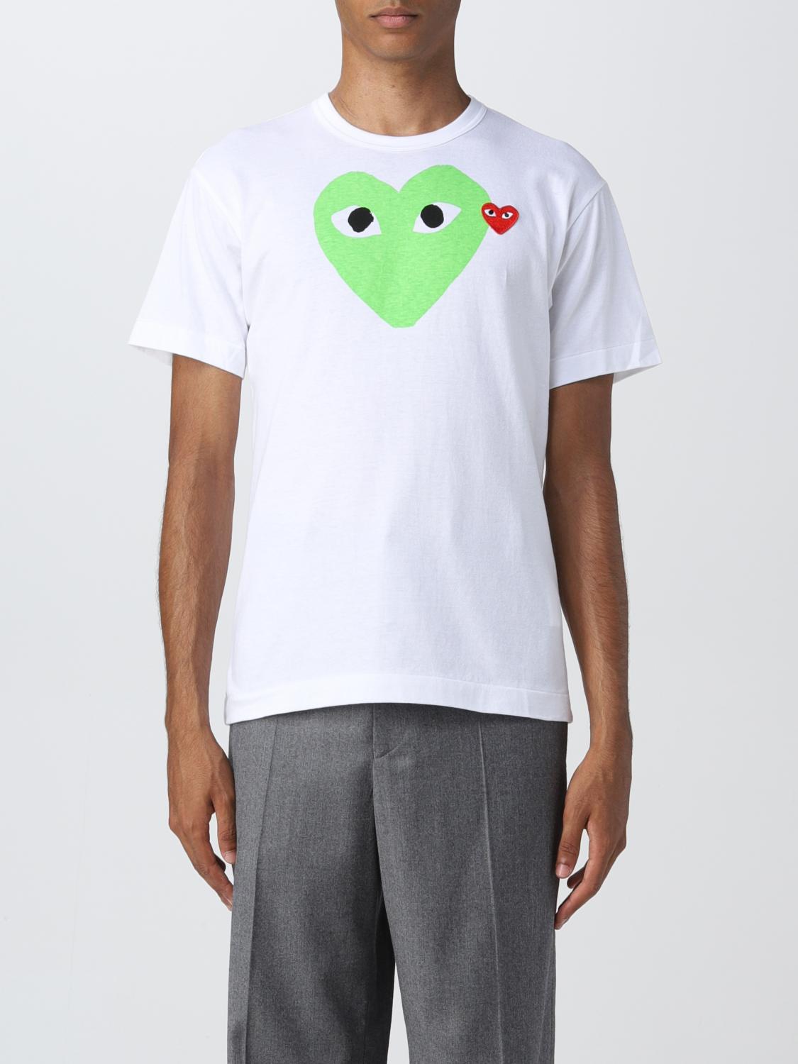 COMME DES GARCONS PLAY: t-shirt for man - Green | Comme Des Garcons ...