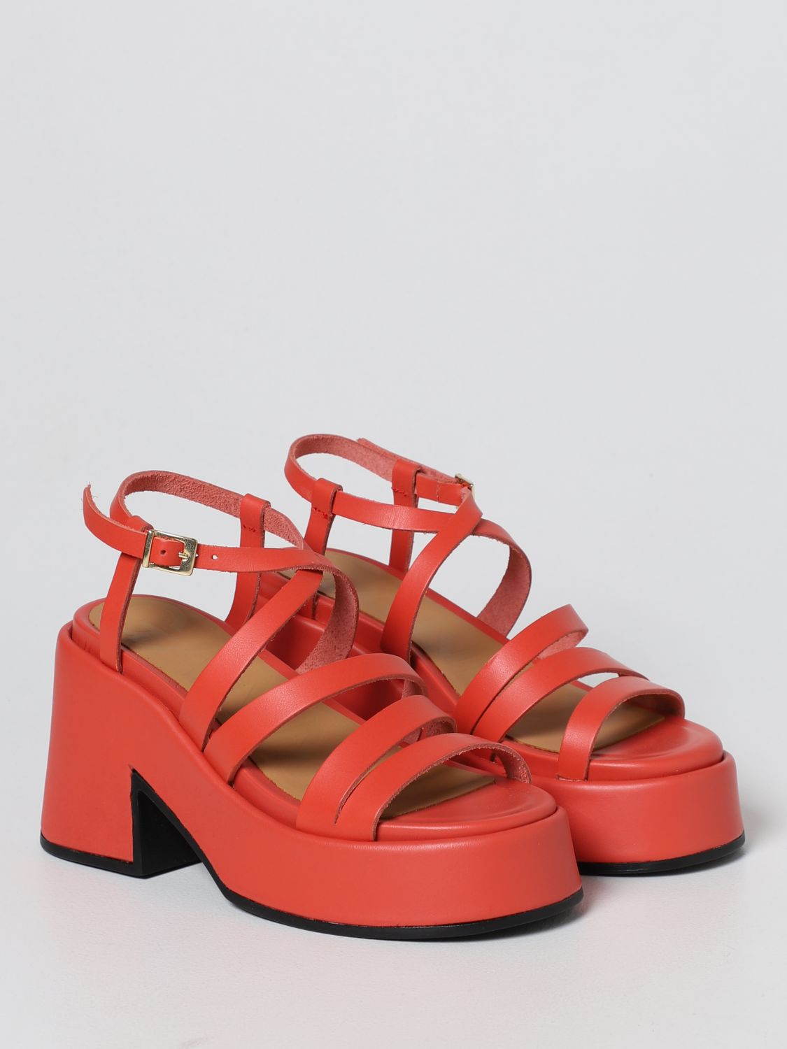 Heeled sandals Ganni: Ganni leather sandals red 2