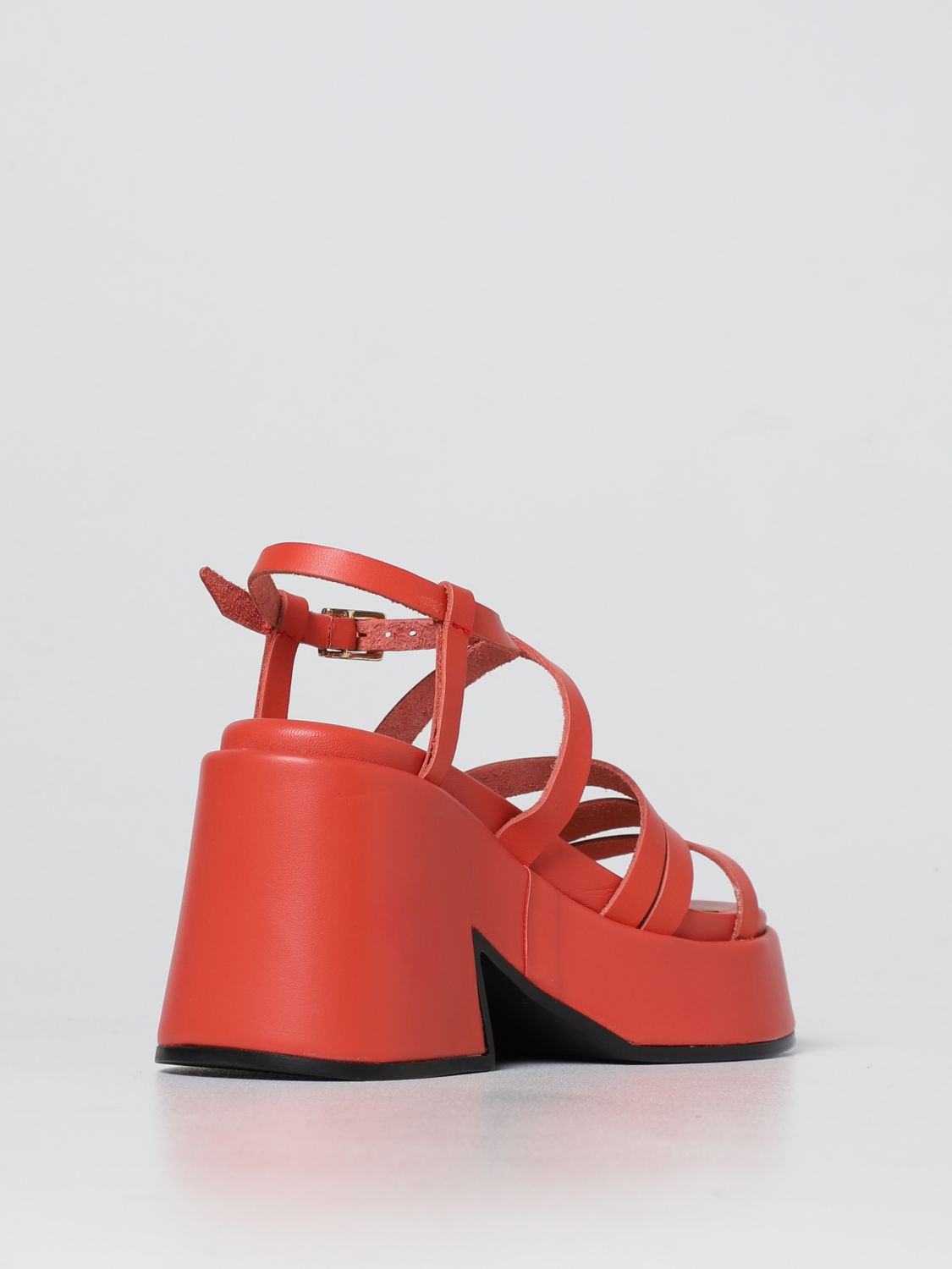 Heeled sandals Ganni: Ganni leather sandals red 3