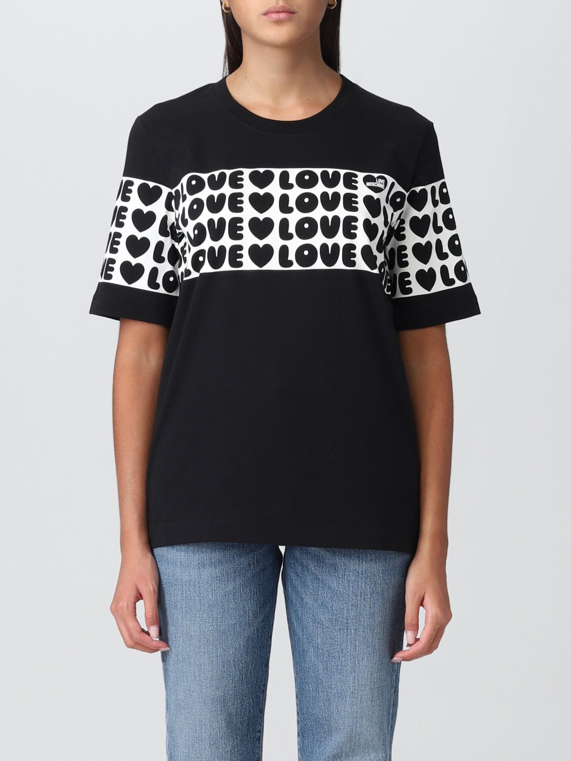 LOVE MOSCHINO: t-shirts for woman - Black | Love Moschino t-shirts ...