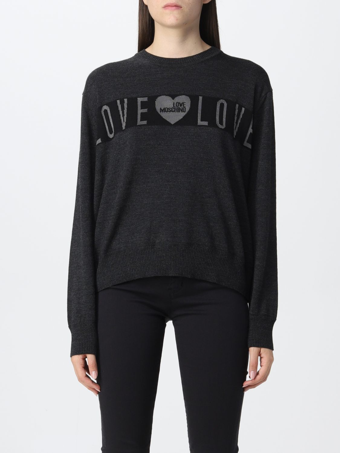 LOVE MOSCHINO: sweater for woman - Grey | Love Moschino sweater ...
